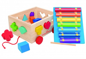 Jucarii educationale - Carucior sortator Globo cu Xilofon din lemn