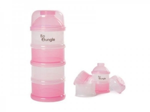 Accesorii bebe - Containere roz lapte praf BO Jungle cu 4 compartimente