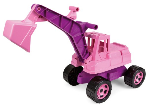 Masini, trenuri, avioane - Excavator gigant Lena din plastic cu cupa de 70 cm Roz