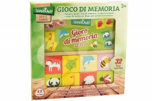 Jucarii educationale - Joc educational din lemn 32 piese Globo Legnoland pentru copii asociere tip memo imagini animale
