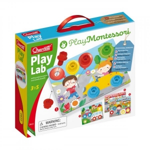 Accesorii bebe - Joc educativ pentru copii Quercetti Play Montessori 0622 Play Lab Planse cu desene suruburi si piulite speciale din plastic