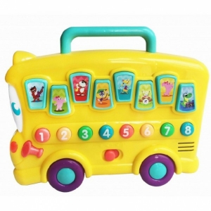 Accesorii bebe - Jucarie bebelusi interactiva Autobuz cu sunete animale