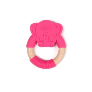 Accesorii bebe - Jucarie dentitie Bo Jungle pentru bebelusi Elefant Roz