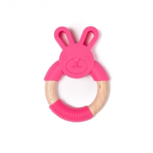 Accesorii bebe - Jucarie dentitie Bo Jungle pentru bebelusi Iepure Roz