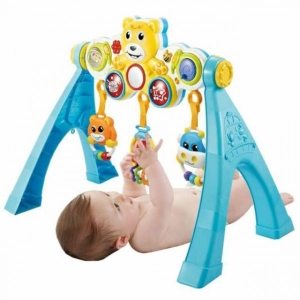 Accesorii bebe - Jucarie interactiva bebelusi muzicala BO Jungle 6 in 1 cu zornaitori detasabile