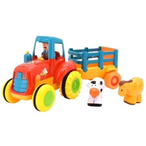 Accesorii bebe - Jucarie muzicala Tractor cu remorca Globo cu sunete si 3 figurine incluse