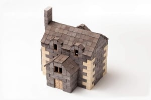 Jucarii - Kit constructie caramizi Wise Elk Casa Englezeasca 500 piese reutilizabile