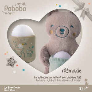Lampi de veghe - Lampa de veghe Pabobo Nomade cu Ursulet Plus culoare Bej cu Led reincarcabila