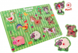 Jucarii educationale - Puzzle animale cu sunete Globo Legnoland 8 piese