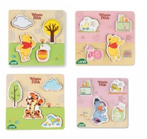 Jucarii educationale - Puzzle din lemn Lena pentru copii 4 piese mari Winnie the Pooh
