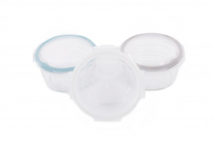 Accesorii bebe - Set 3 Mini Caserole stocare si depozitare mancare BO Jungle pentru bebelusi bleu din sticla cu capac 360 ml