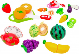 Jucarii de rol - Set alimente diverse fructe si legume si cutit Globo cu velcro