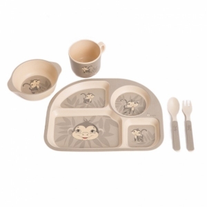 Accesorii bebe - Set cina pentru bebelusi Maimuta Gri