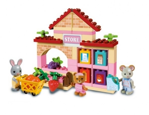 Cuburi constructie - Set constructie cuburi Unico Maximilian Families Supermarket 60 piese