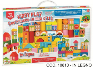 Jucarii - Set constructie Orasul meu din lemn RS Toys 72 piese cu desene