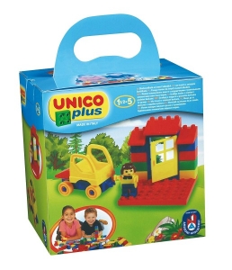 Unico Plus - Set constructie Unico Casa cu vehicul 19 piese