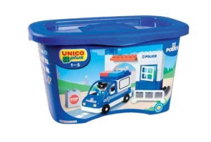 Cuburi constructie - Set constructie Unico Plus Galetusa Statie Politie 42 piese