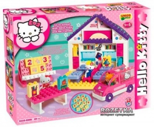 Jucarii - Set constructie Unico Plus Hello Kitty Scoala 89 piese