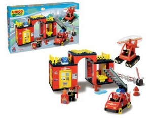Jucarii - Set constructie Unico Plus Set statie Pompieri