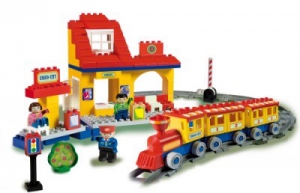 Cuburi constructie - Set constructie Unico Plus tren mare