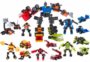 Cuburi constructie - Set constructie vehicule si agricultura 3 in 1 Cubix
