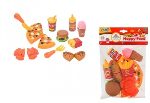 Jucarii de rol - Set de joaca bucatarie Fast Food Globo WToy alimente cu velcro 15 piese