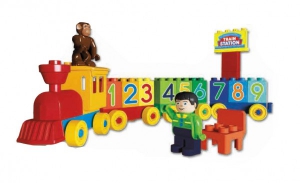 Cuburi constructie - Set unico trenulet cu 2 figurine 33 piese