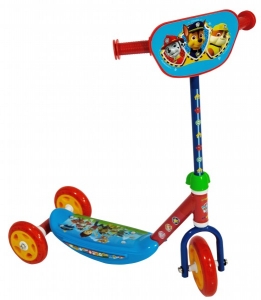 Vehicule - Trotineta pentru copii cu 3 roti Saica Paw Patrol 7368 cu roti din silicon albastru cu rosu