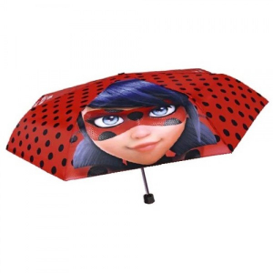 Accesorii bebe - Umbrela manuala 50 cm cu inchidere cu siguranta si protectie pentru vant Miraculous Lady Bug