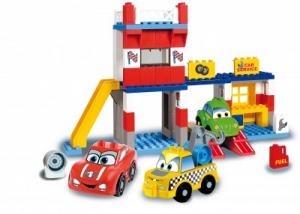 Cuburi constructie - Unico Cars for Kidz garaj cu masini 108 piese
