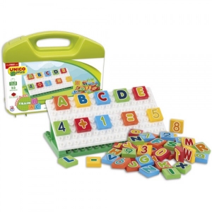 Cuburi constructie - Valiza cuburi matematice pentru copii Unico 54 piese